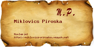 Miklovics Piroska névjegykártya